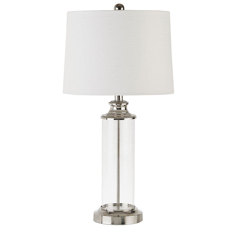 Glass Cylinder Fabric Shade Table Lamp