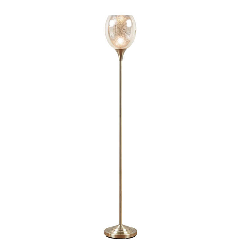 a midcentury modern floor lamp in a white background