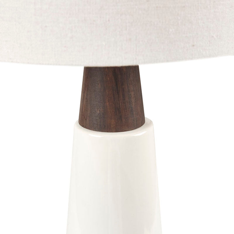 Triangular Polyester Ceramic & Wood Table Lamp