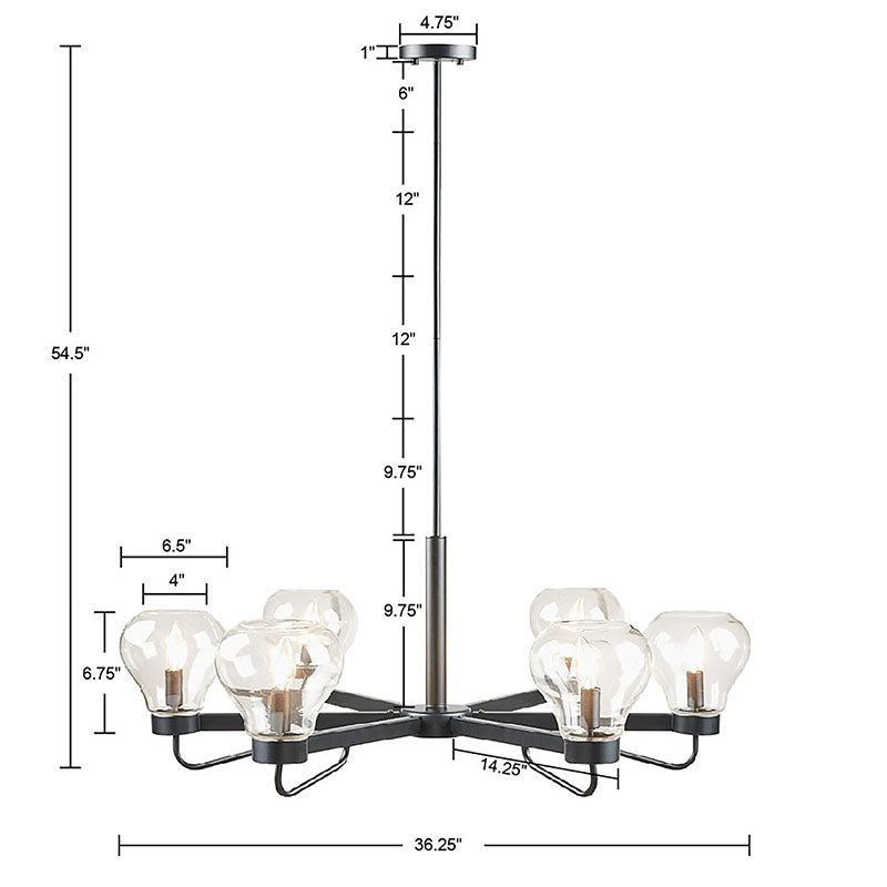 dimensions of a black dining room chandelier 