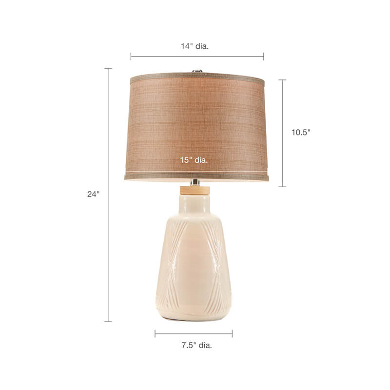 Dimension image of the ceramic table lamp