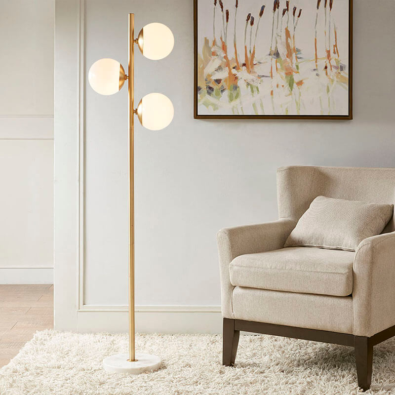 Gold 3-Globe Light Metal Floor Lamp