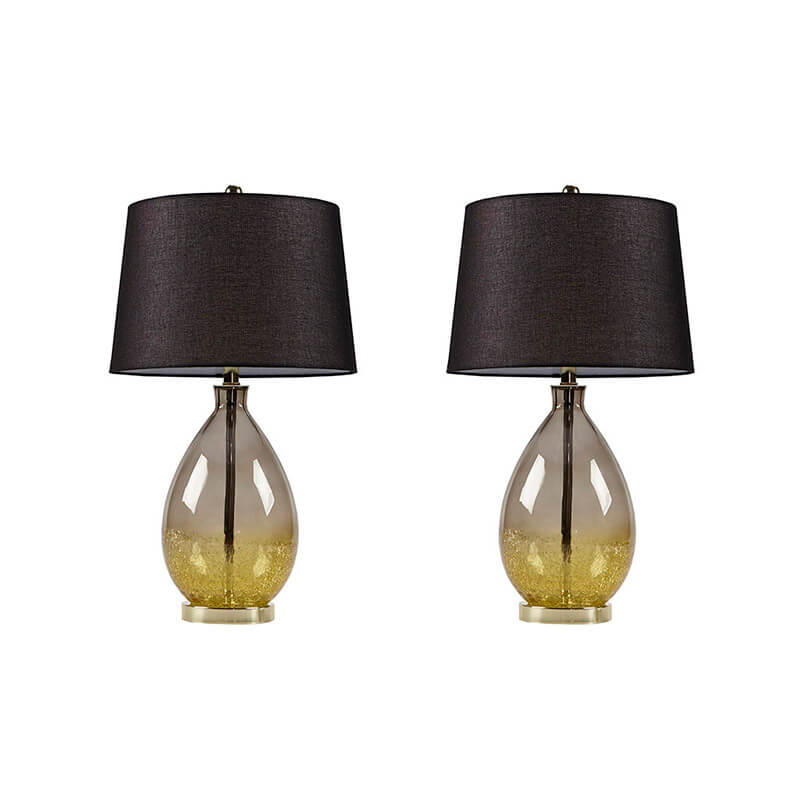 Gold Glass Fabric Shade Table Lamp