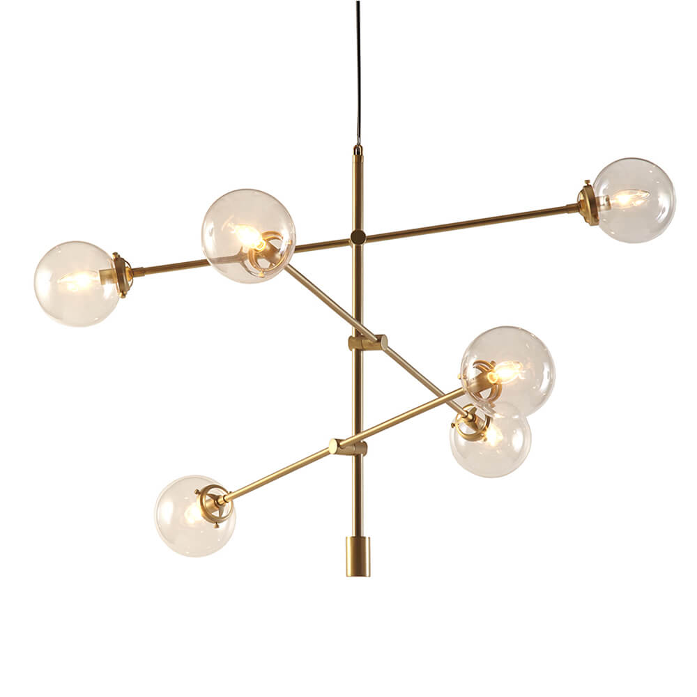 Gold 6-Globe Light Architectural Metal Chandelier