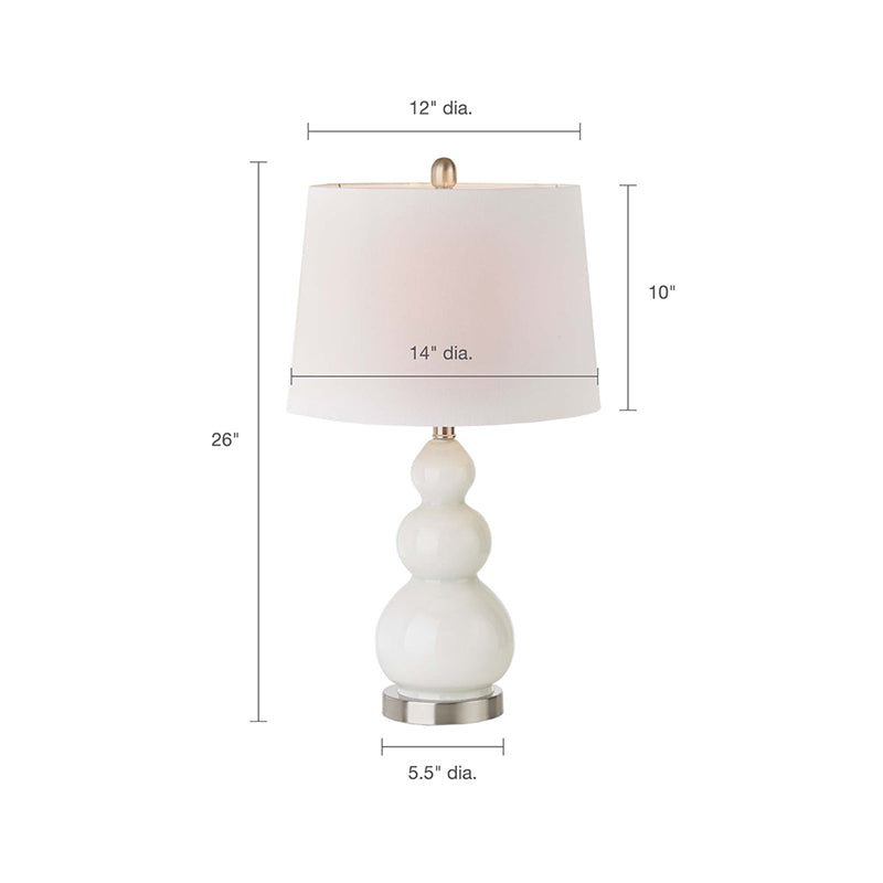 White Curved Glass Fabric Table Lamp