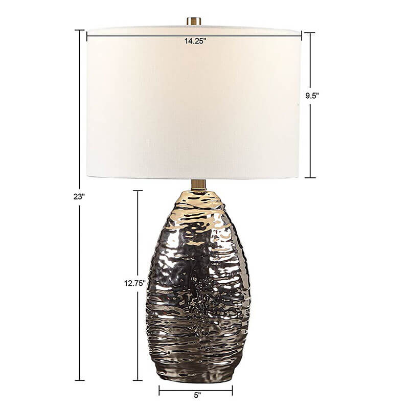 Oval Polyester Textured Ceramic Table Lamp