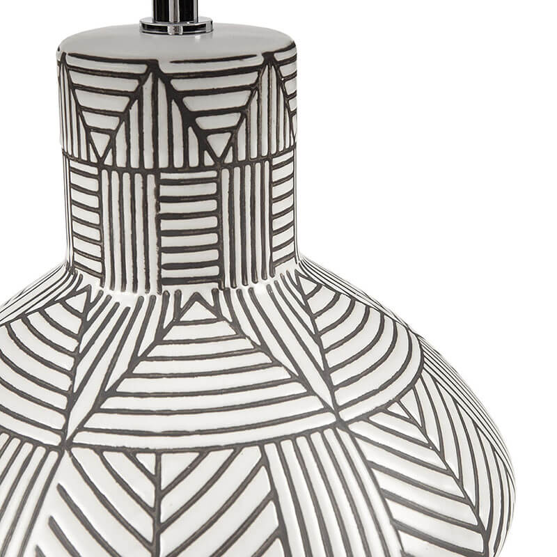 White Boho Polyester Ceramic Table Lamp