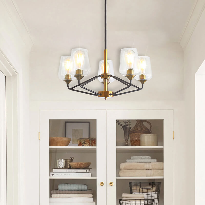 Modern Golden Black American 5-Light Chandelier