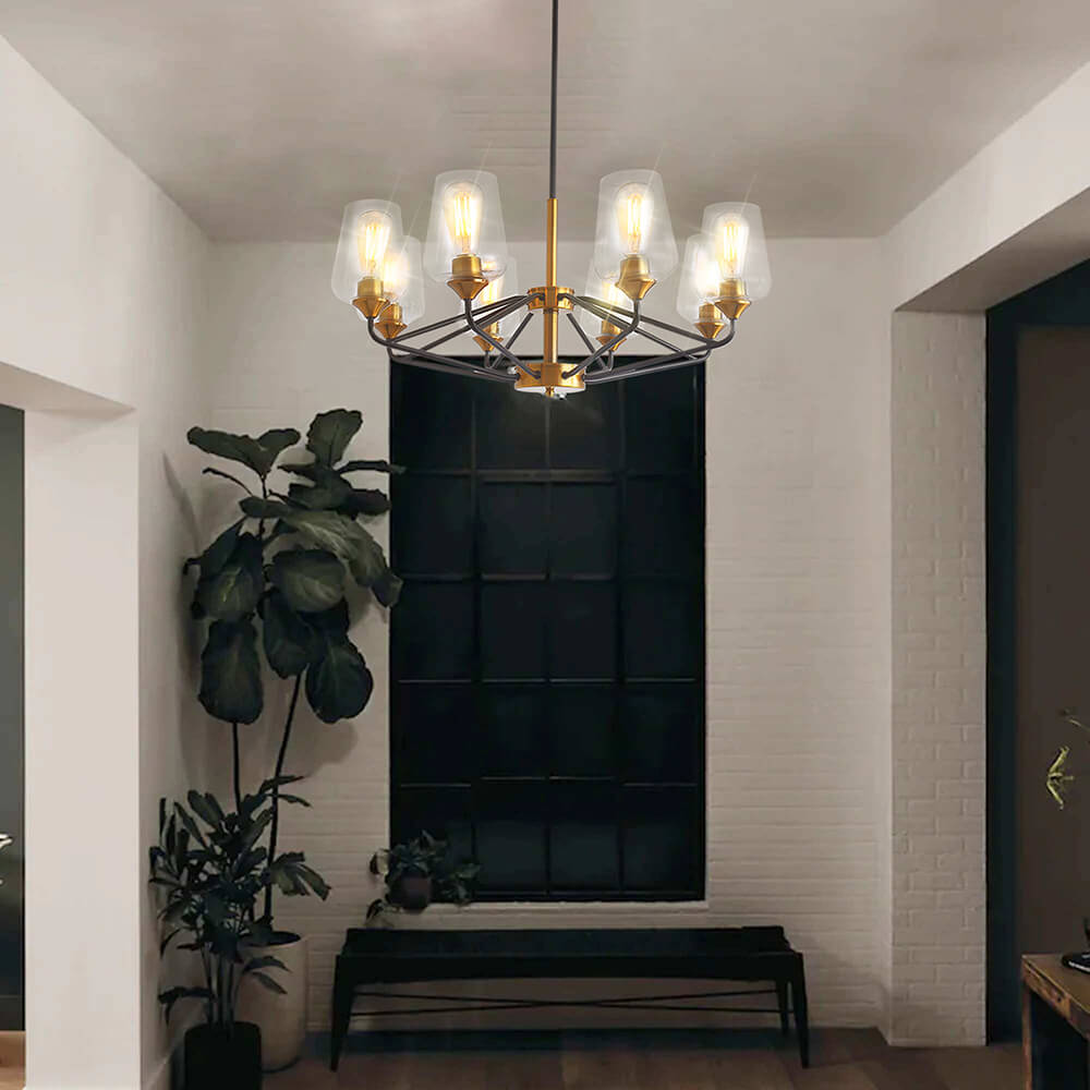 Modern Golden Black American 8-Bulbs Chandelier