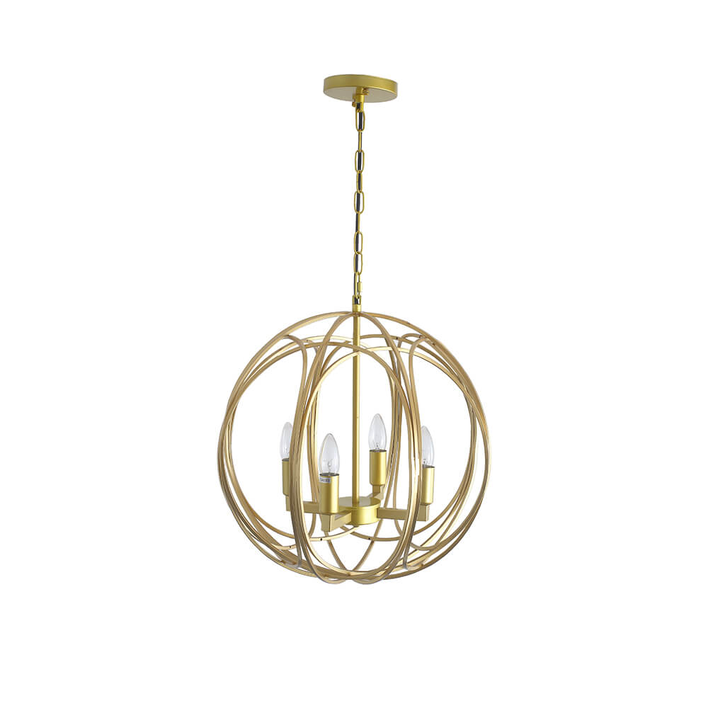  American Gold 4-Light Spherical Chandelier