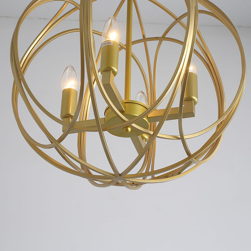  American Gold 4-Light Spherical Chandelier