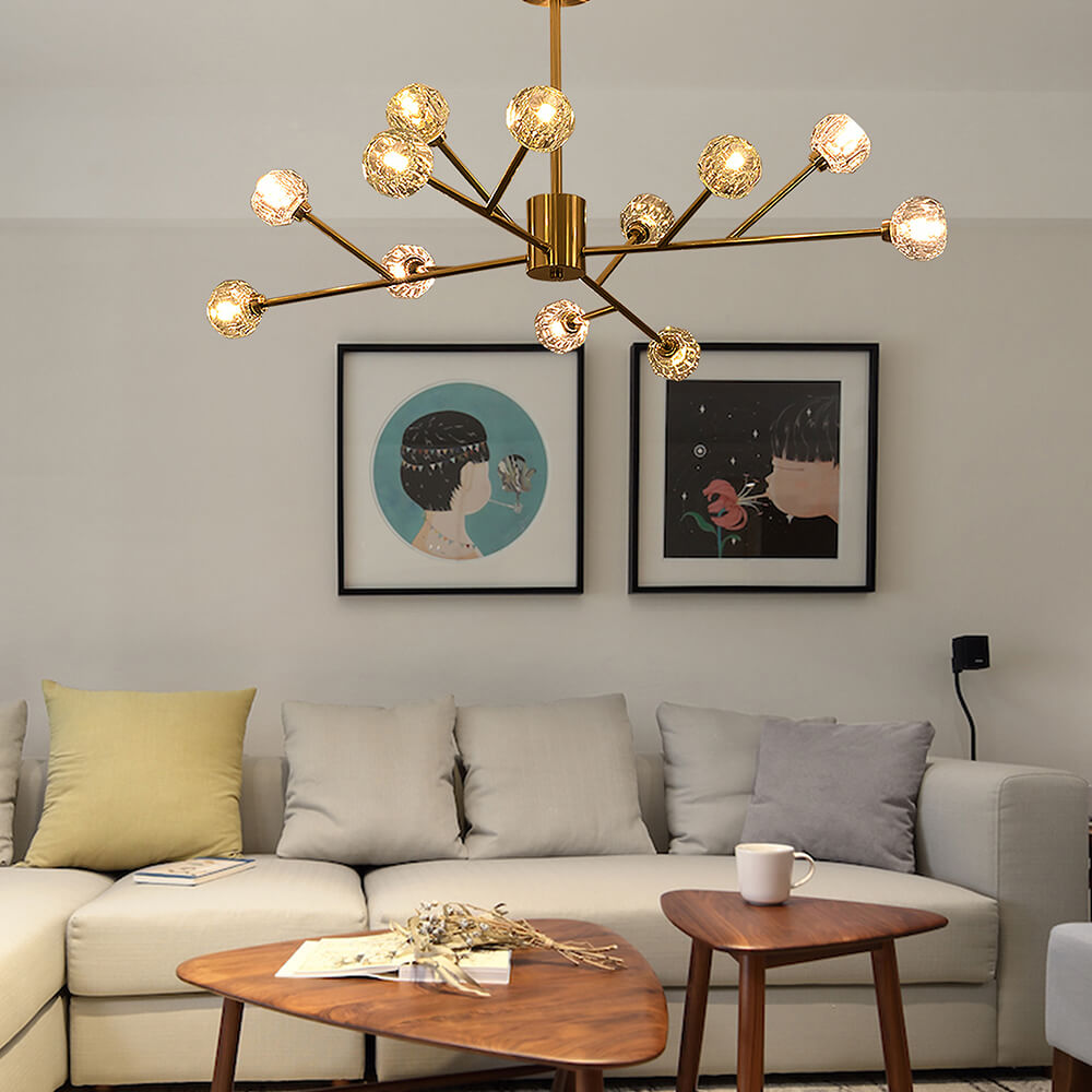 Branched American Golden Iron LED Chandelier