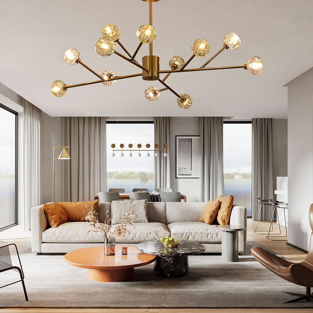 Branched American Golden Iron LED Chandelier