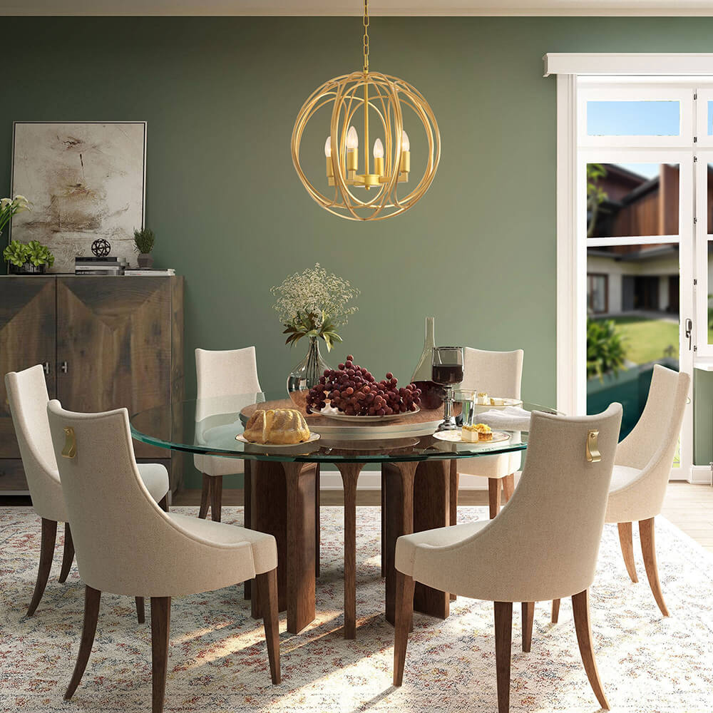  American Gold 4-Light Spherical Chandelier