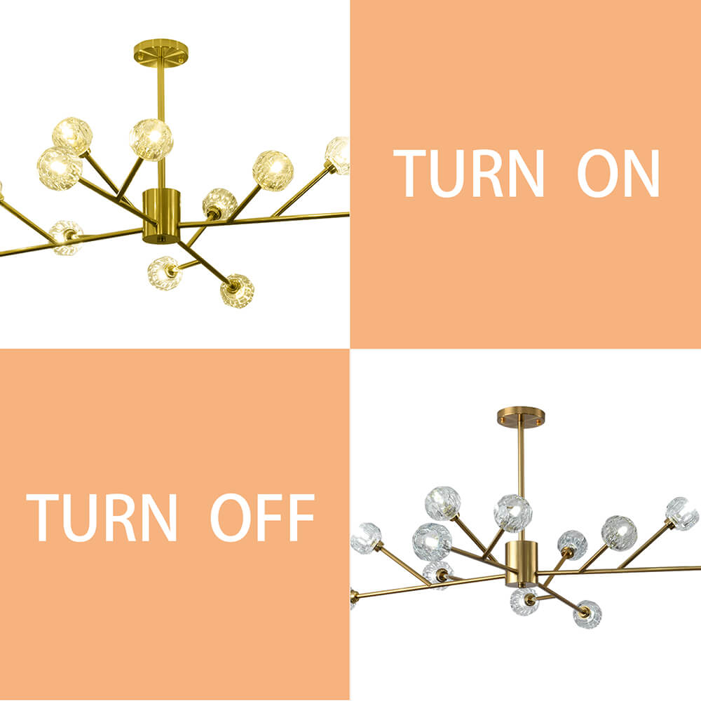 Branched American Golden Iron LED Chandelier