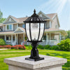 9.4" Black Aluminum Glass Solar Column Headlights Landscape Light with Dimmable LED