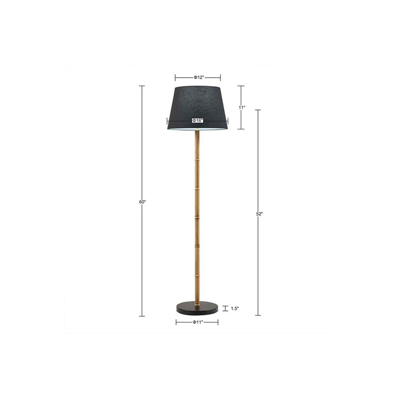 Black Polyester Metal Bamboo Floor Lamp