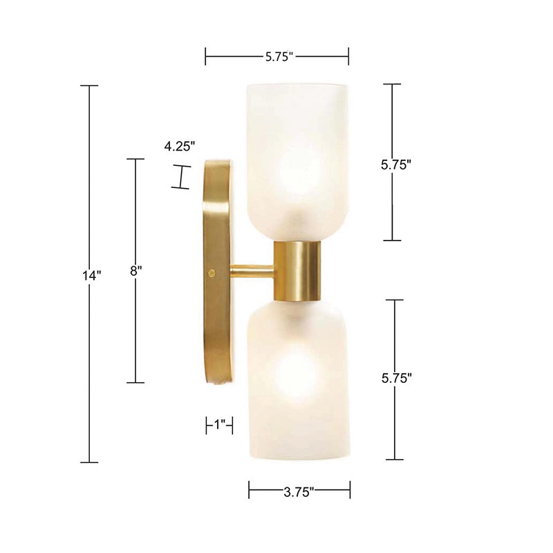 Frosted Glass Gold 2-Light Wall Sconce