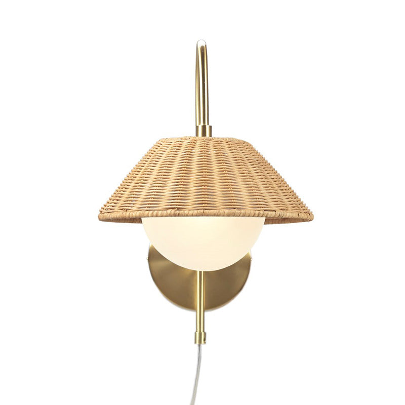 Gold Rattan Weave Iron Wall Sconce