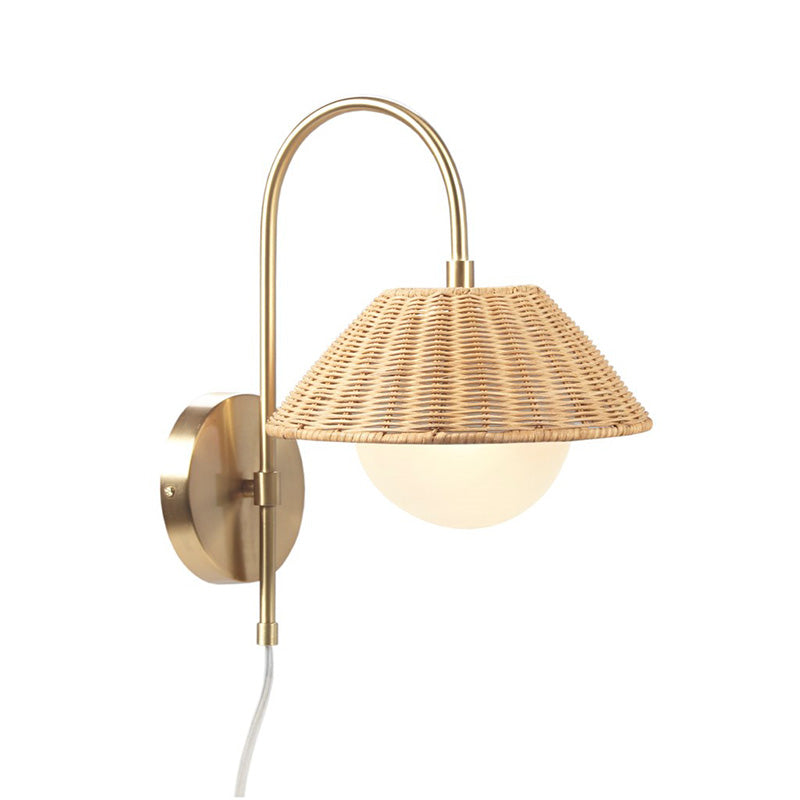 Gold Rattan Weave Iron Wall Sconce