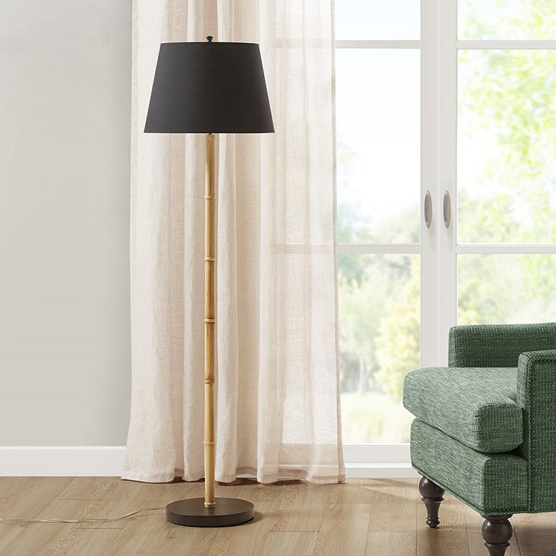 Black Polyester Metal Bamboo Floor Lamp