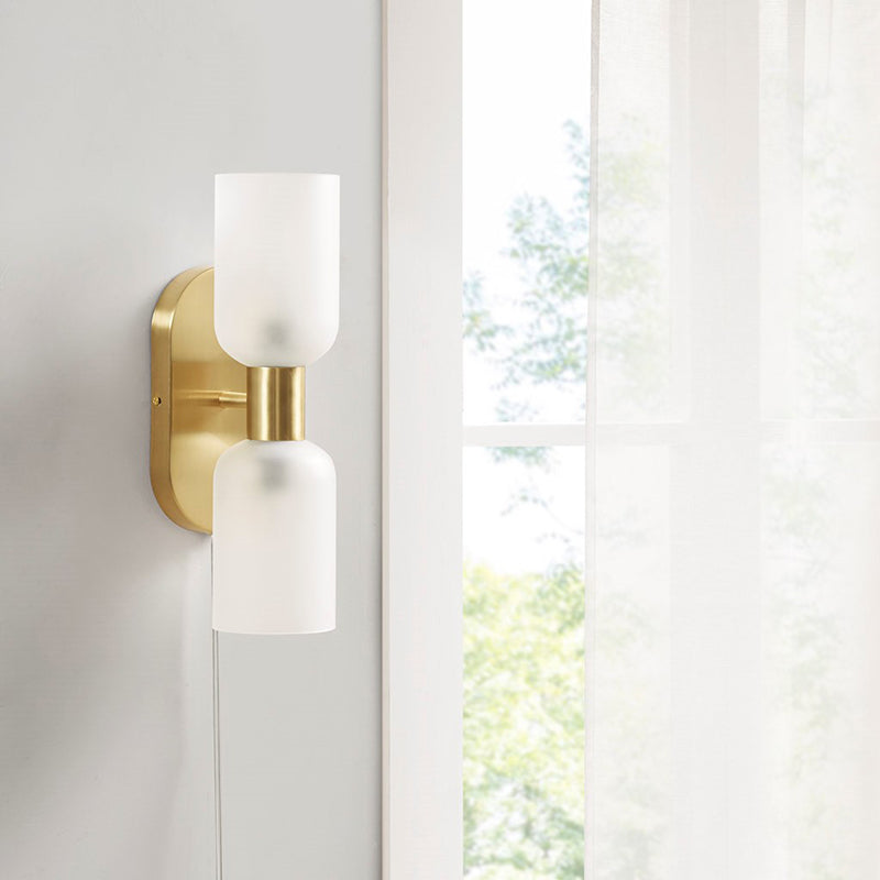 Frosted Glass Gold 2-Light Wall Sconce