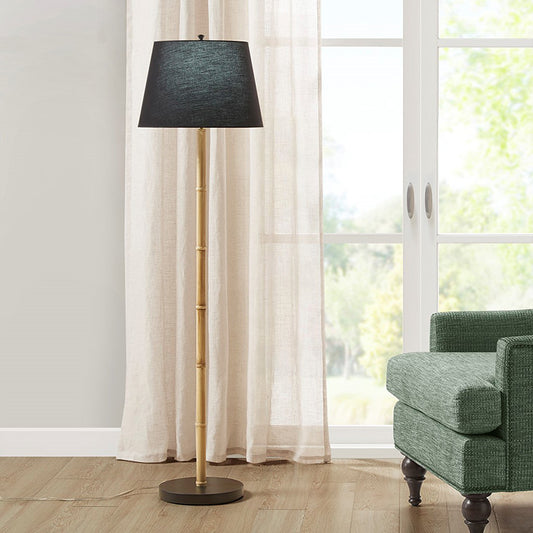 Black Polyester Metal Bamboo Floor Lamp