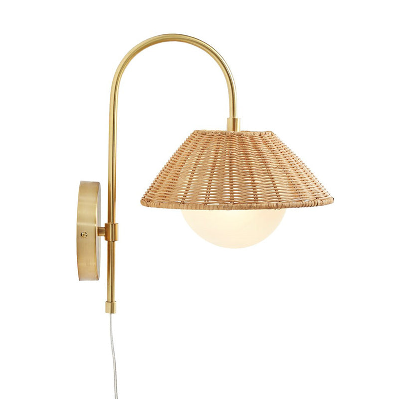 Gold Rattan Weave Iron Wall Sconce