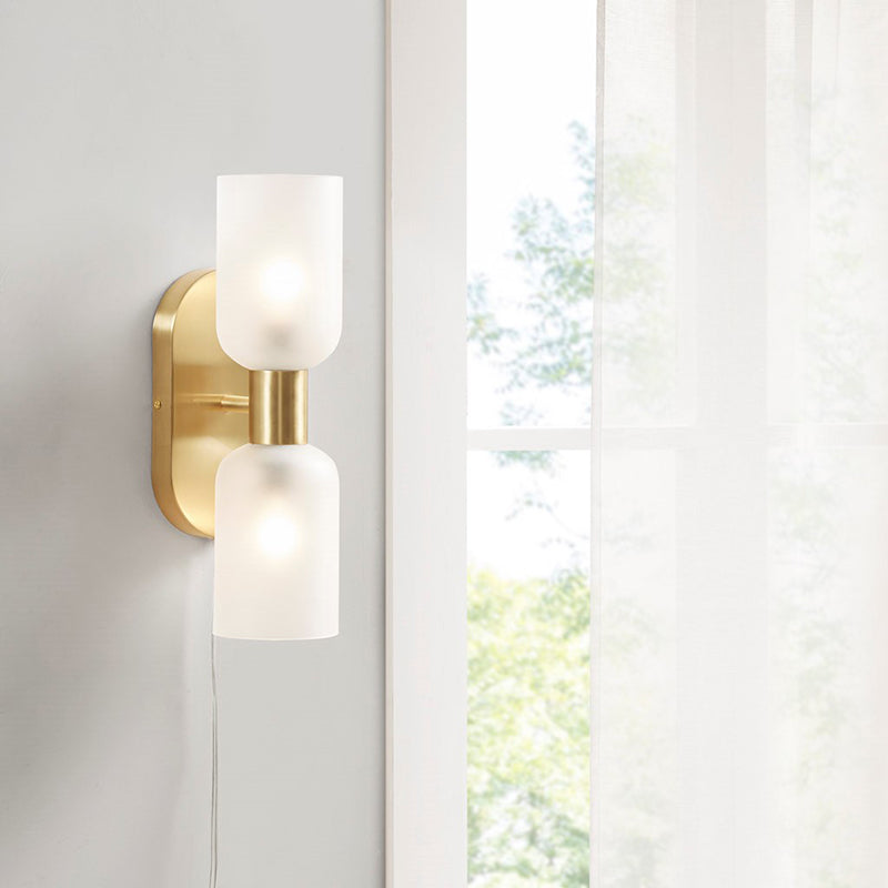 Frosted Glass Gold 2-Light Wall Sconce