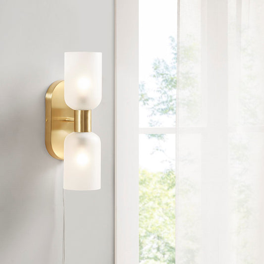 Frosted Glass Gold 2-Light Wall Sconce