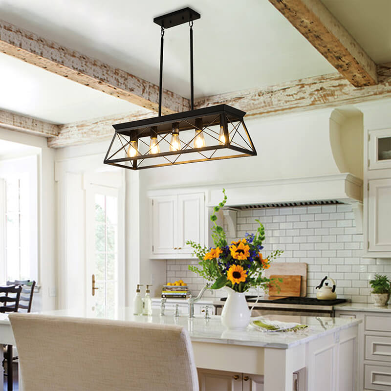 Black Rustic Farmhouse Metal 5-Light Chandelier