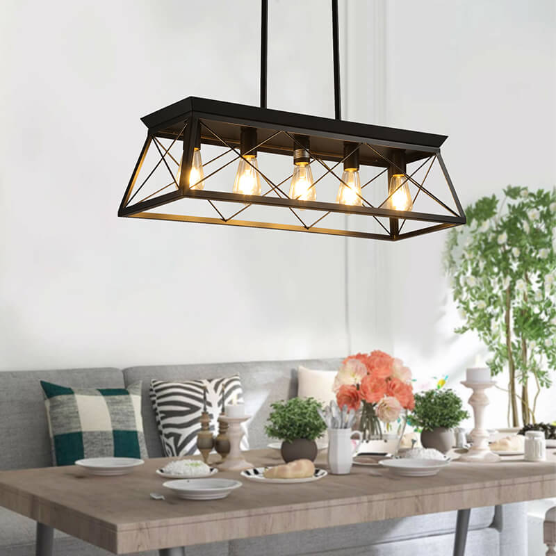 Black Rustic Farmhouse Metal 5-Light Chandelier