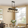 32" Golden Black Antique Farmhouse Metal 5-Light Chandelier - Modern Rectangular Island Light