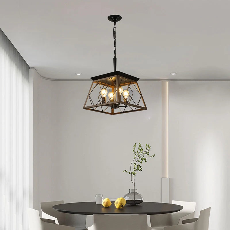 a farmhouse chandelier dining room hanged above a dining table