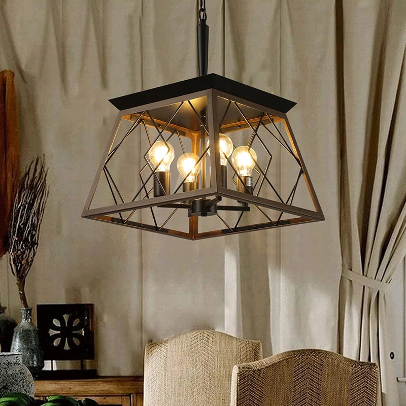 a farmhouse dining room chandelier in a modern setting