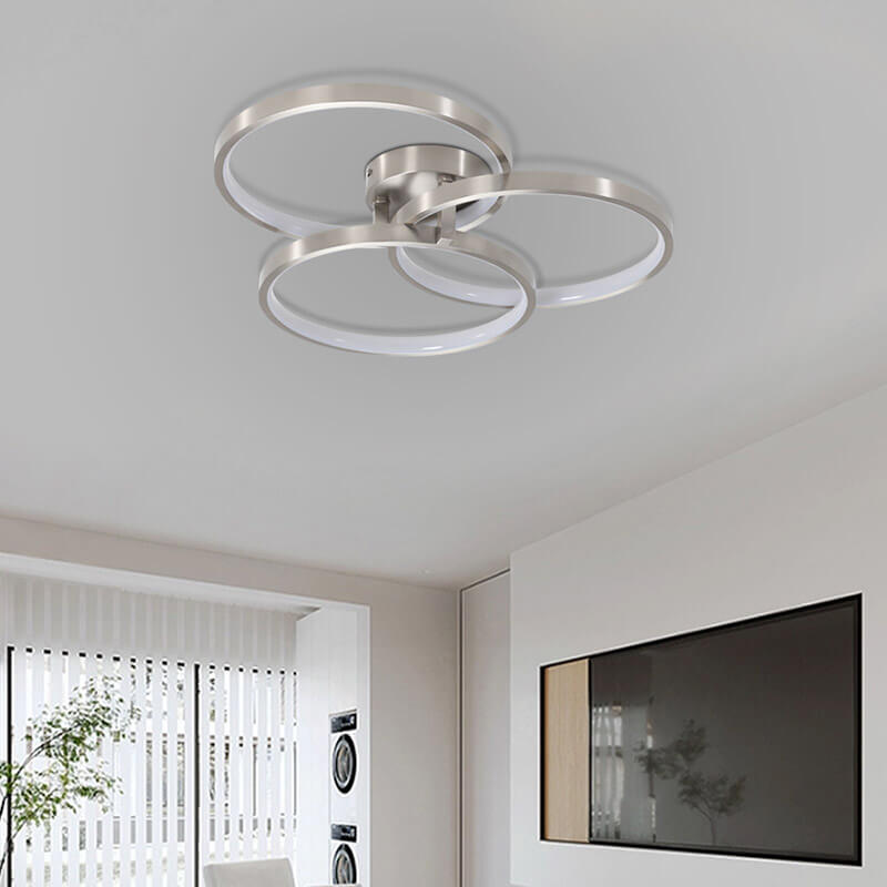 Modern Chrome Aluminum Flush Mount Light