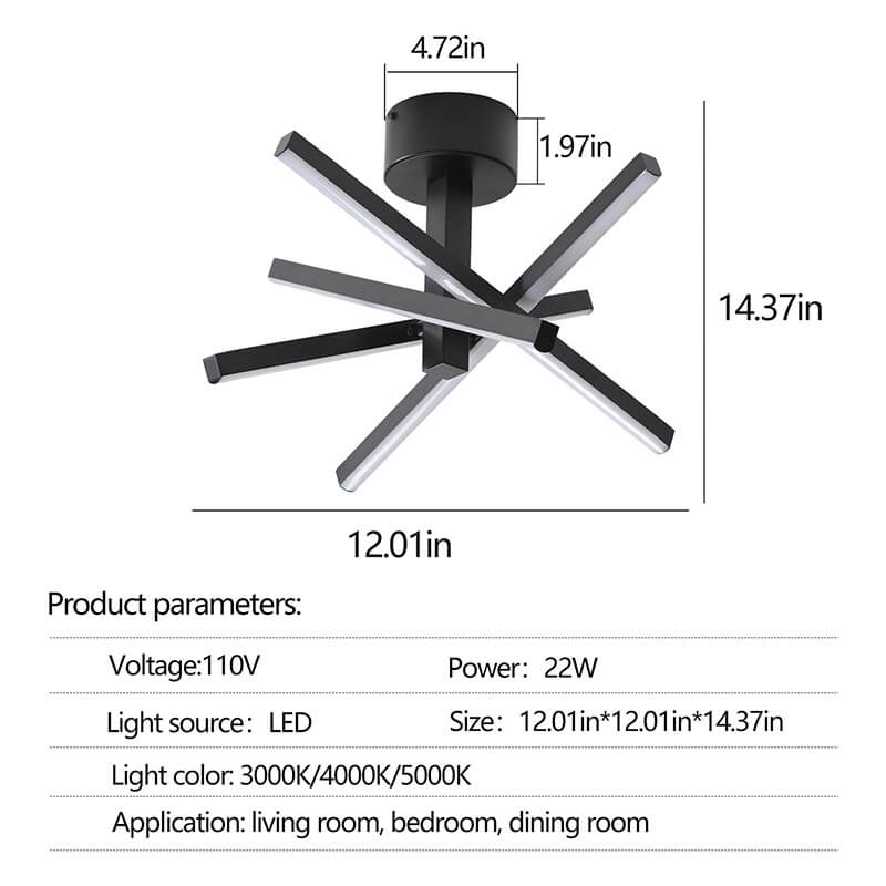 Aluminum LED Semi Flush Mount Light 