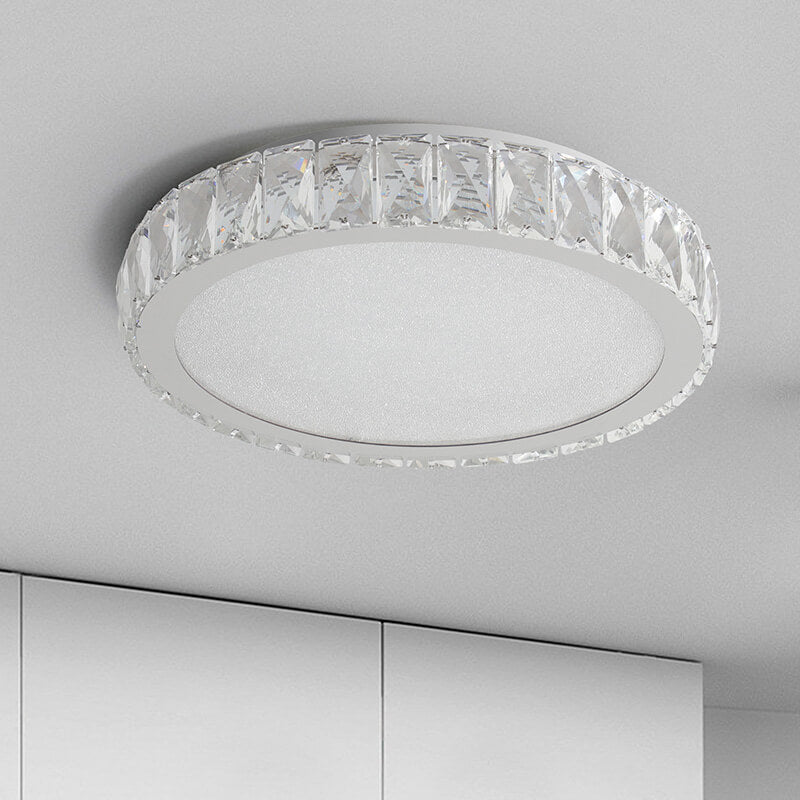 Modern Chrome Crystal Flush Mount Light