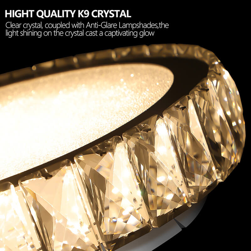 Modern Chrome Crystal Flush Mount Light