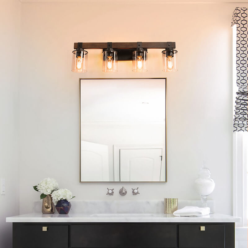 Walnut Black 4-Lights Bathroom Vanity Light