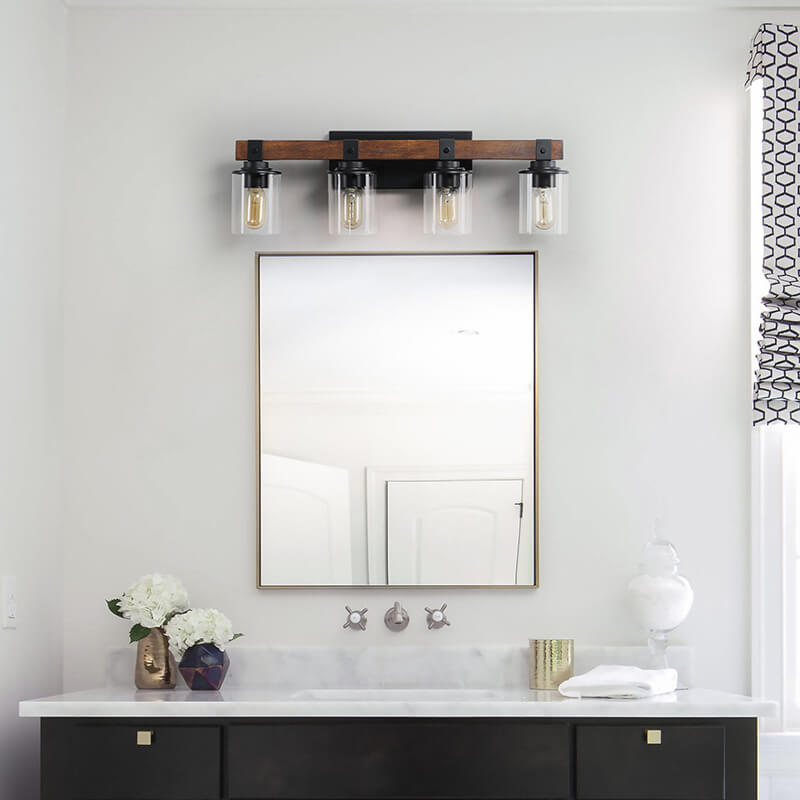 Walnut Black 4-Lights Bathroom Vanity Light