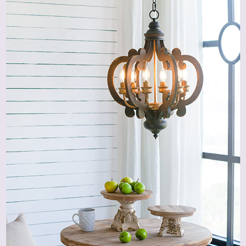 French Country Wood Farmhouse Pendant Light