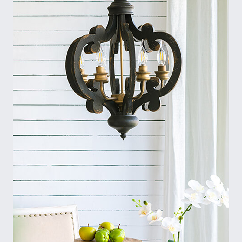 French Country Wood Farmhouse Pendant Light