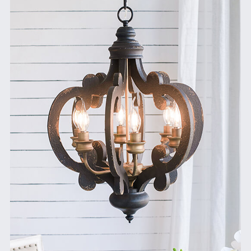 French Country Wood Farmhouse Pendant Light