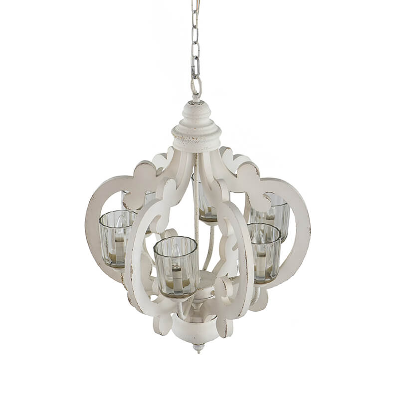 20.5" Cream 6-Light Farmhouse Pendant Light