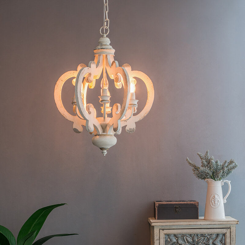 White Country Wood Farmhouse Pendant Light