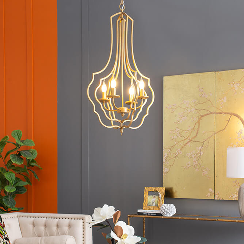 4-Light Metal LED Chandelier Light Fixture