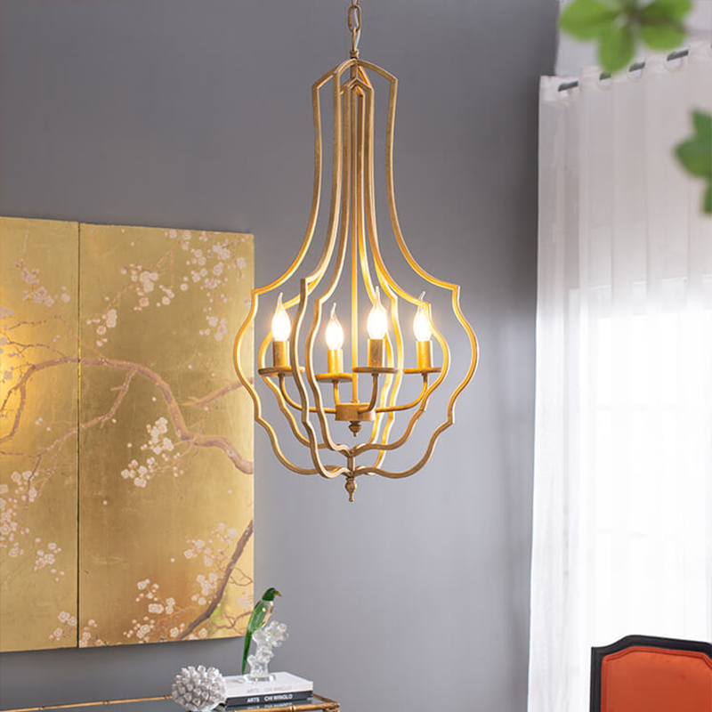 4-Light Metal LED Chandelier Light Fixture