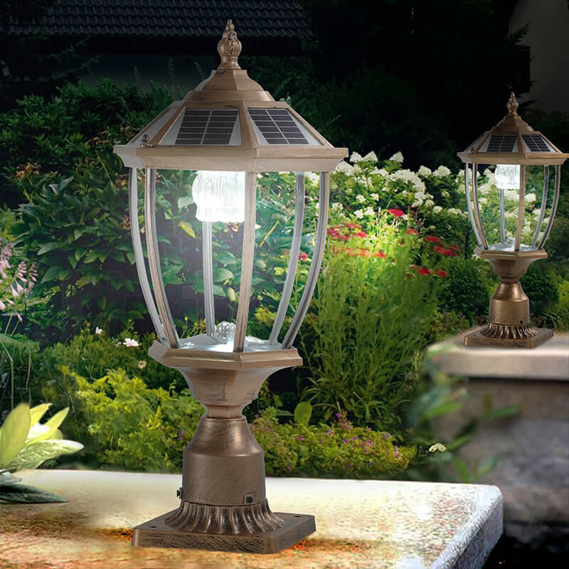 Bronze Solar Column Headlights Landscape Light