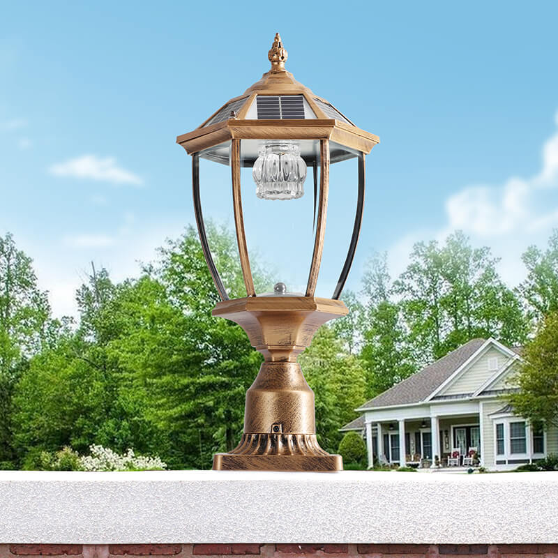 Bronze Solar Column Headlights Landscape Light